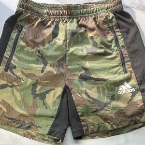 Adidas Green Camouflage Shorts with Black Accents